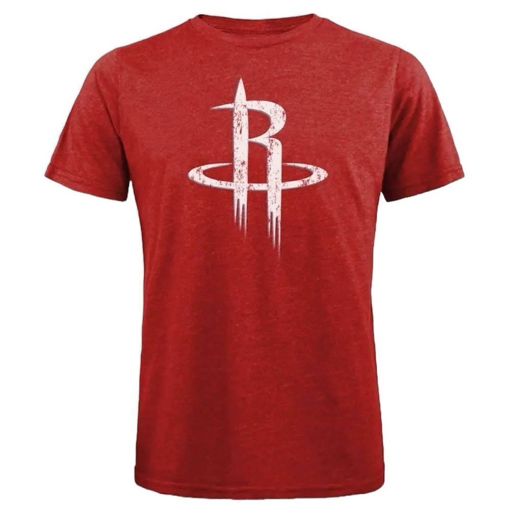Majestic Men's NBA Houston Rockets Heathered Red Triblend Crew T-Shirt Size XL